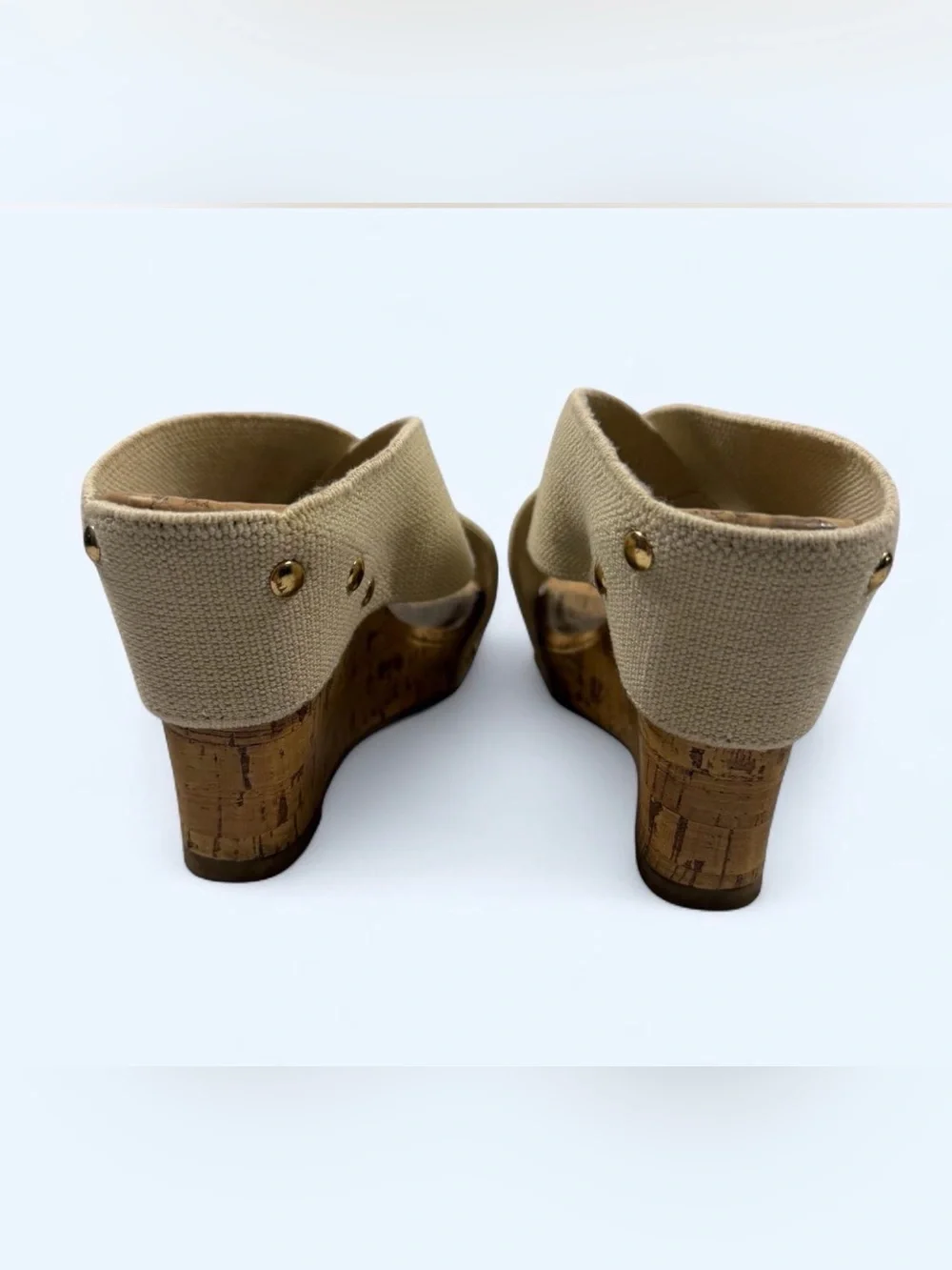 Covington Tan Crisscross Cork Wedge Sandals